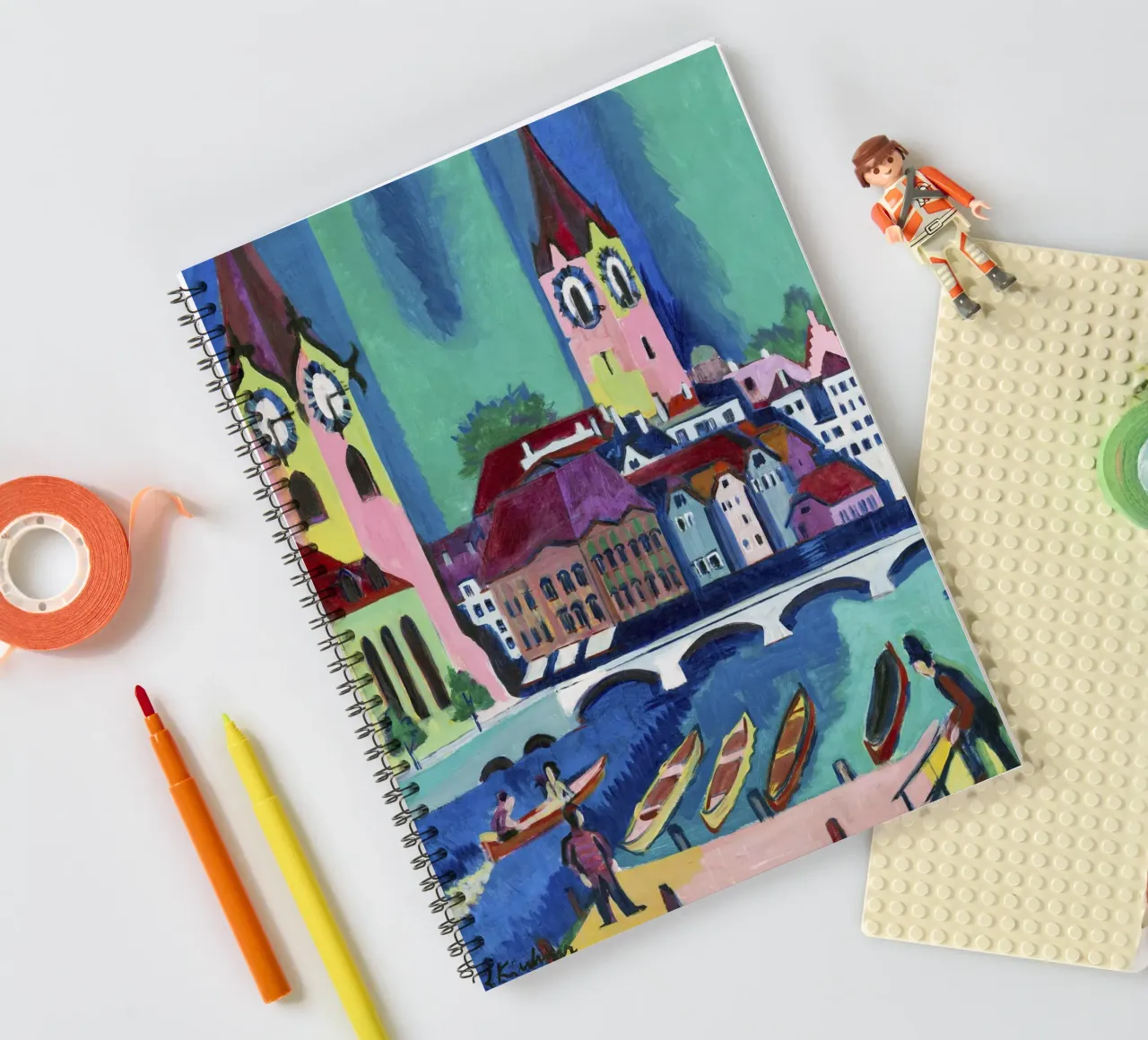 Kirchner Zurich Cityscape - Expressionism & Urban Life Print spiral notebook by NorwesClub