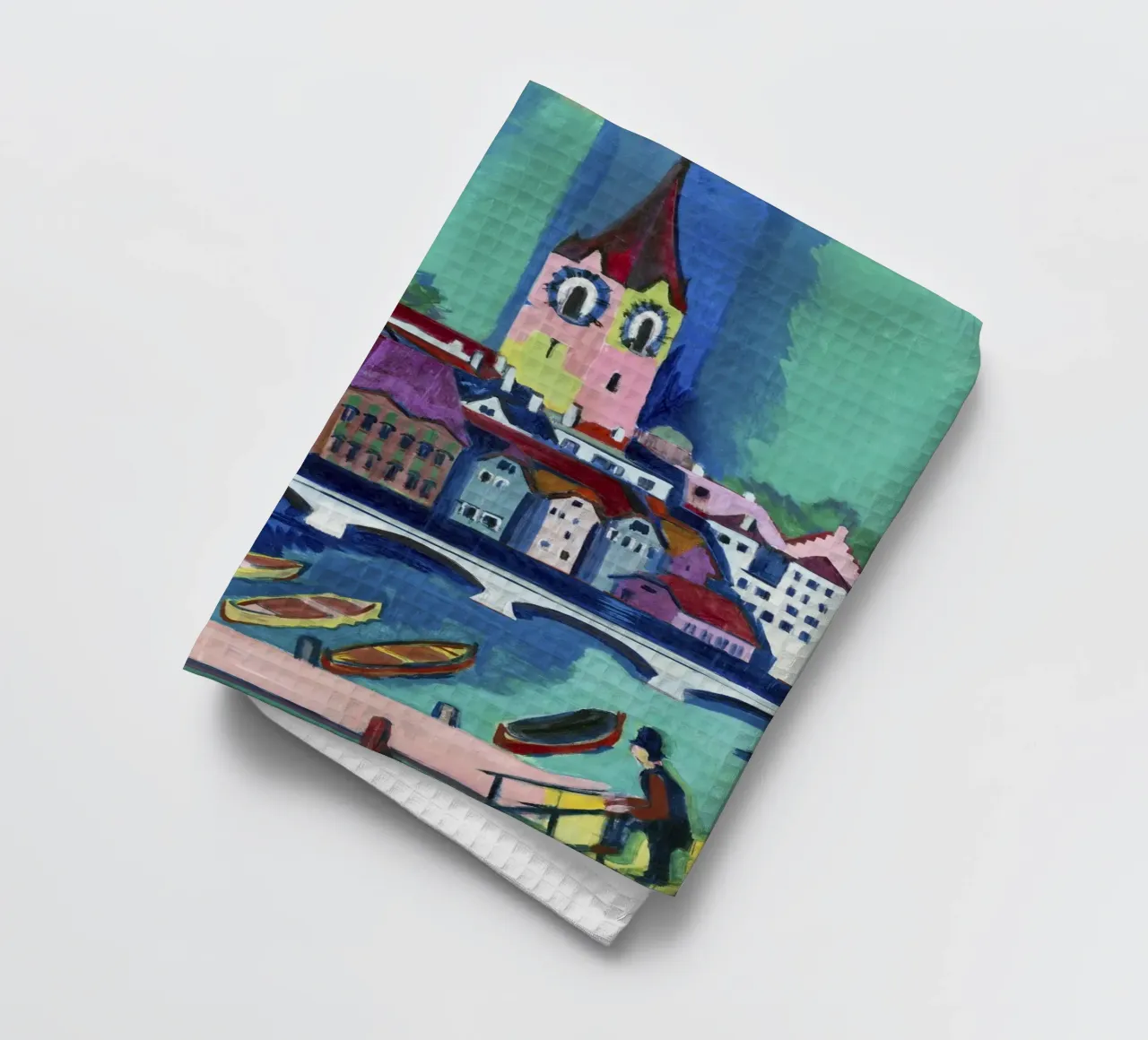 Kirchner Zurich Cityscape - Expressionnisme et vie urbaine Print torchon de NorwesClub