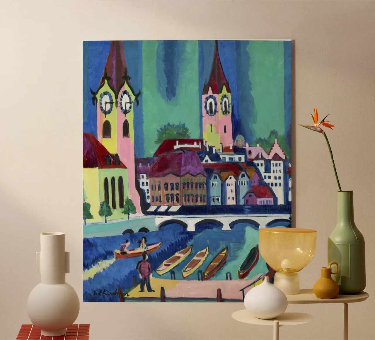 Kirchner Zürich Stadsgezicht - Expressionisme & Stedelijk Leven Print acryl van NorwesClub