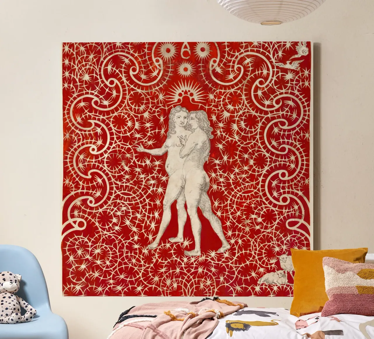 Adam & Eva van Aubrey Beardsley - Art Nouveau & Symbolisme Prin canvas met Baklijst van NorwesClub