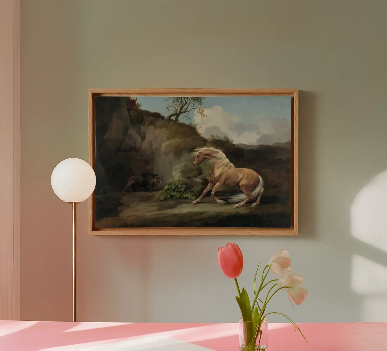 George Stubbs Geängstigtes Pferd - Romantik & Wildlife Art Leinwand mit Schattenfugenrahmen von NorwesClub