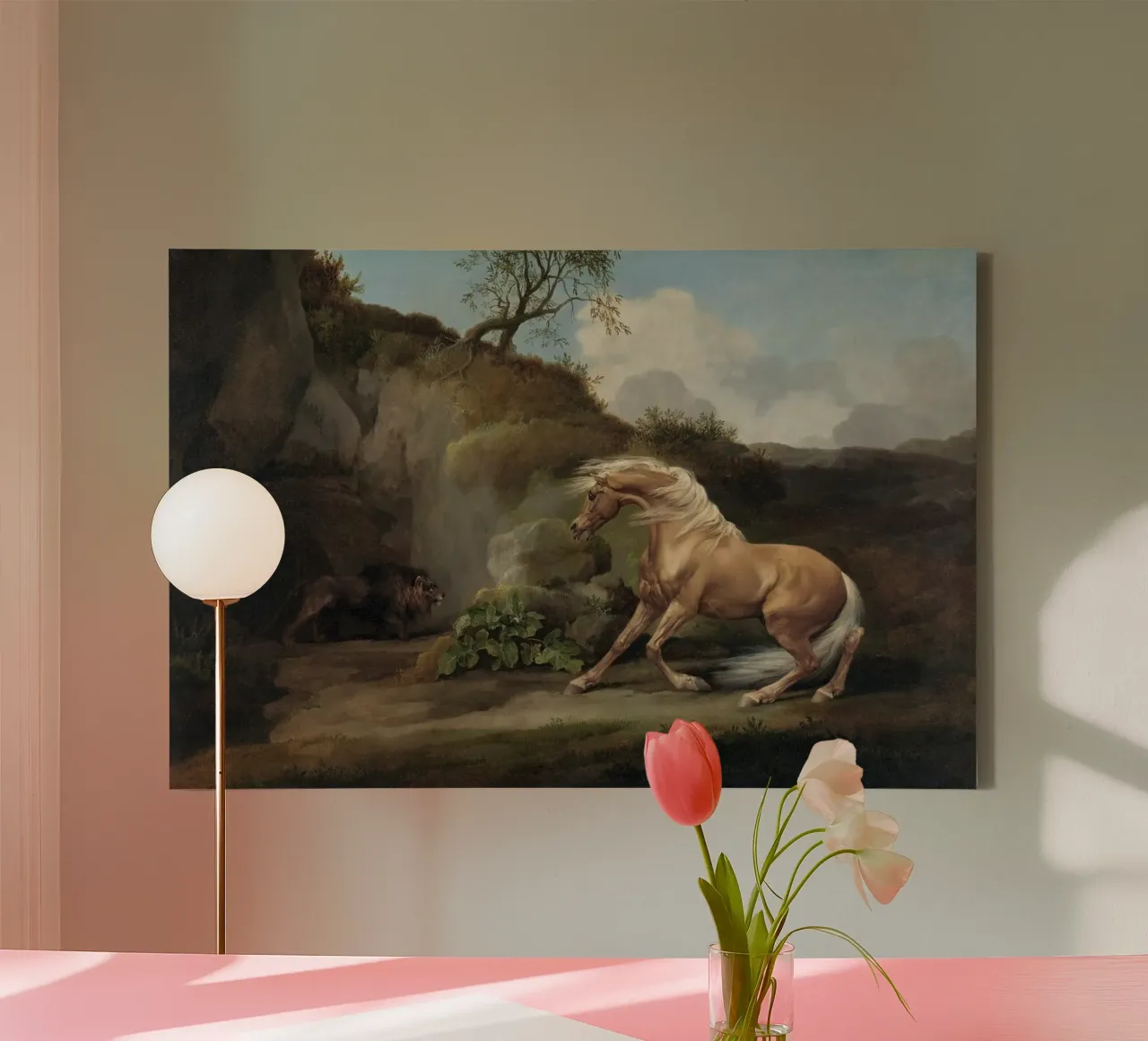George Stubbs Geängstigtes Pferd - Romantik & Wildlife Art Leinwand mit Schattenfugenrahmen von NorwesClub