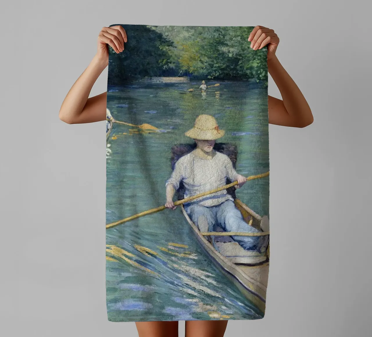 Gustave Caillebotte "Skiffs" - Impressionism & Leisure Art P asciugamano da bagno da NorwesClub