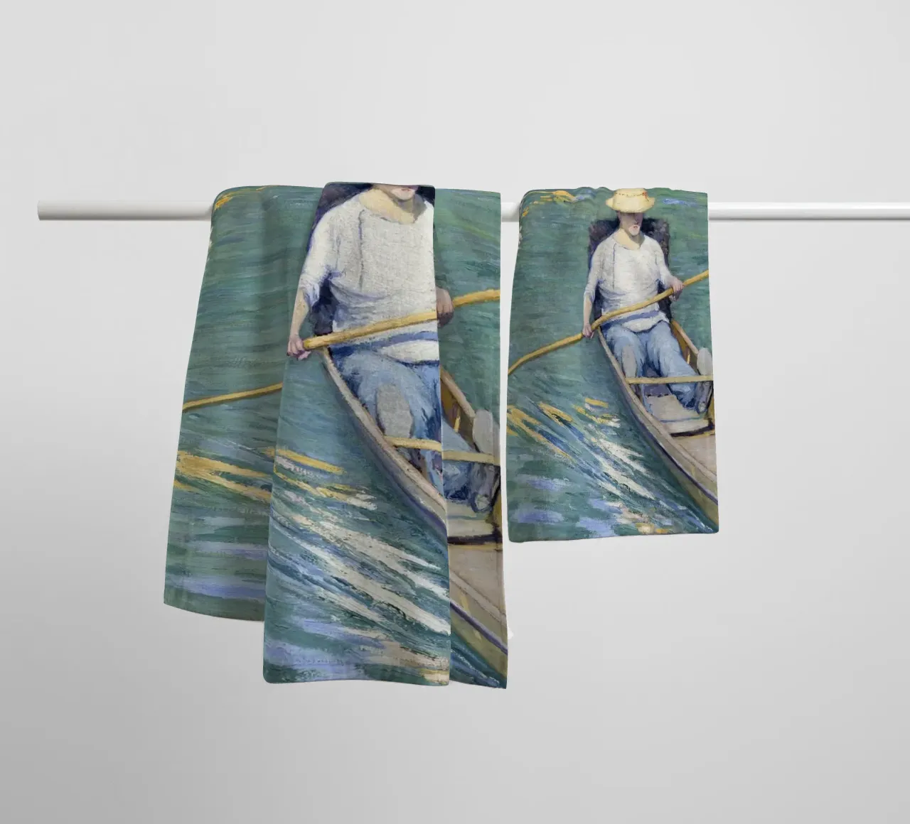 Gustave Caillebotte "Skiffs" - Impressionism & Leisure Art P asciugamano da bagno da NorwesClub