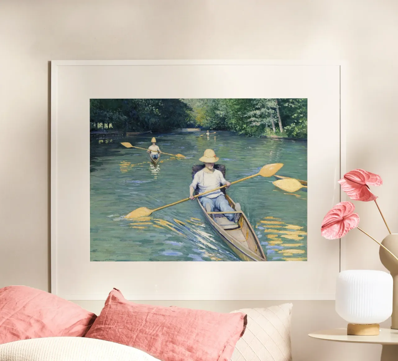 Gustave Caillebotte "Skiffs" - Impressionism & Leisure Art P poster con telaio in legno da NorwesClub