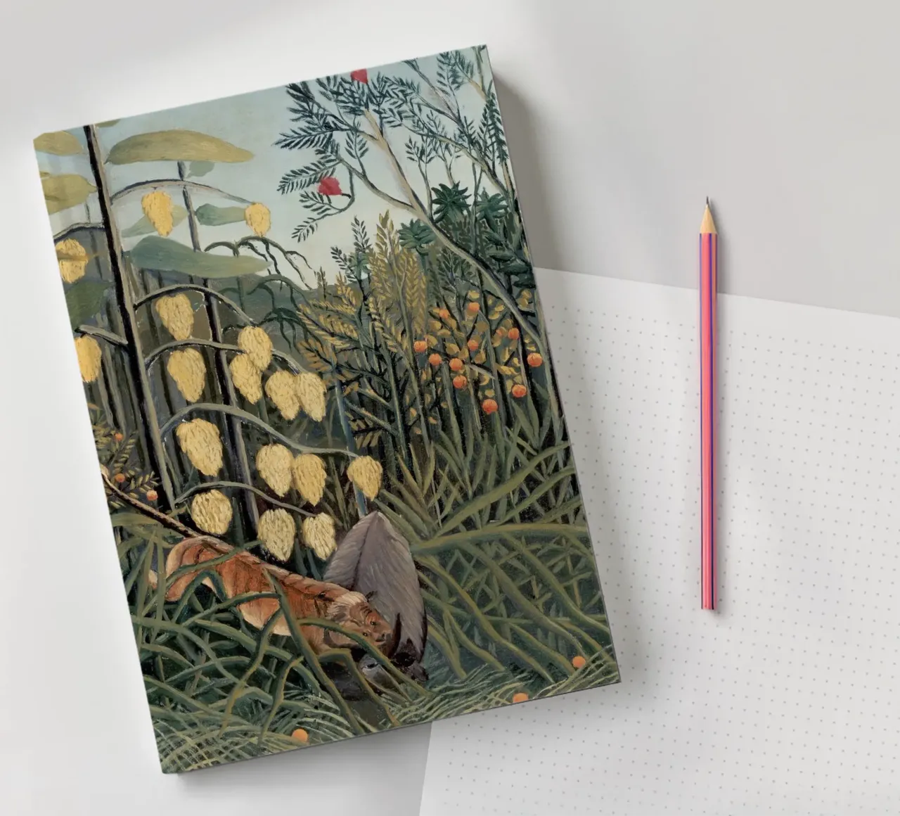 Henri Rousseau "Tigre et Buffle" - Art Naïf Jungle Print carnet de notes de NorwesClub