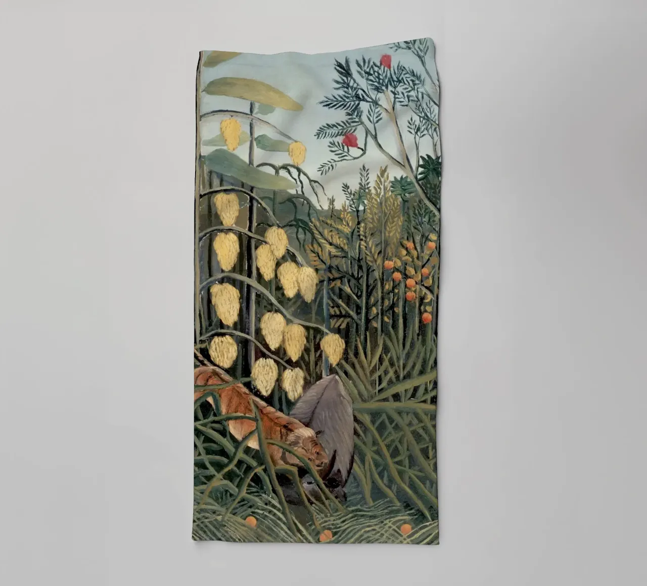 Henri Rousseau "Tiger & Buffalo" - Naïve Art Jungle Print towel by NorwesClub