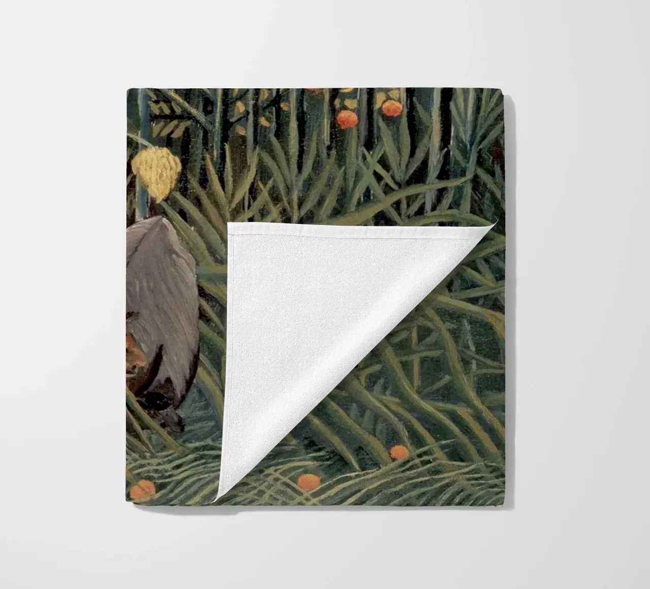 Henri Rousseau "Tiger & Buffalo" - Naïve Art Jungle Print beach towel by NorwesClub