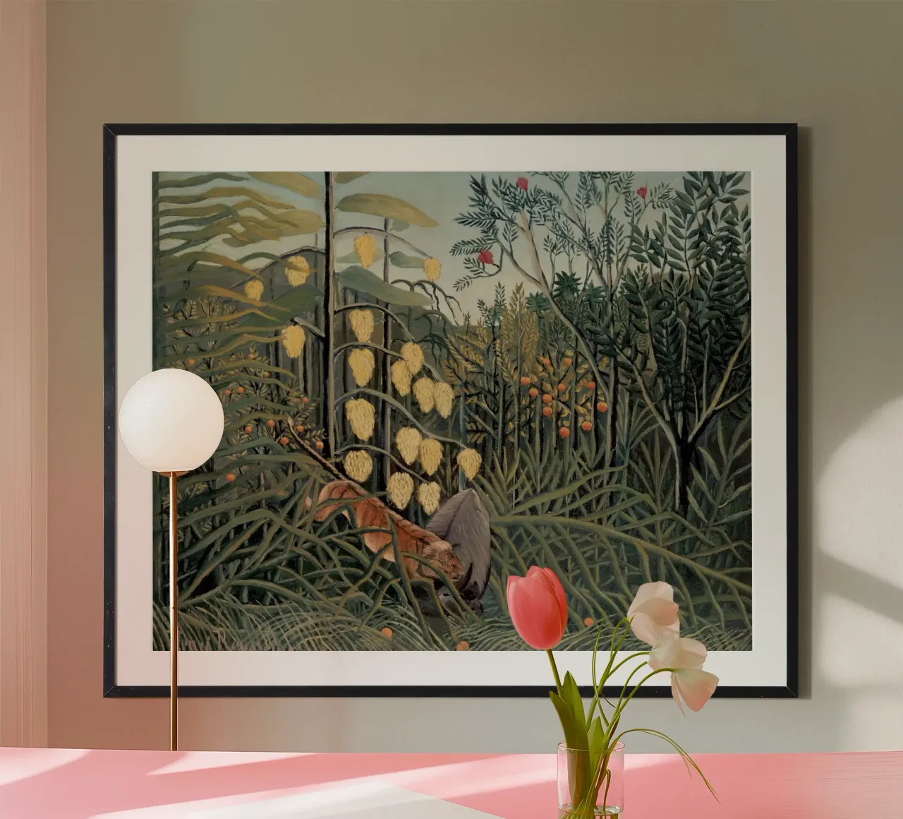 Henri Rousseau "Tiger & Buffalo" - Naïve Art Jungle Print hahnemühle by NorwesClub