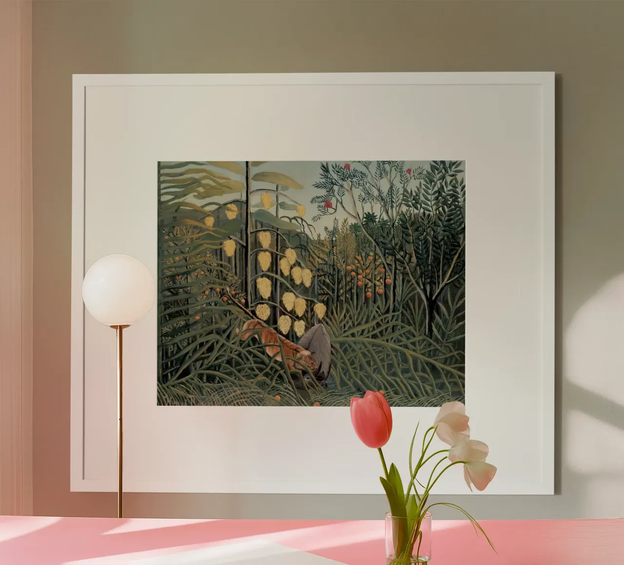 Henri Rousseau "Tiger & Buffalo" - Naïve Art Jungle Print hahnemühle by NorwesClub