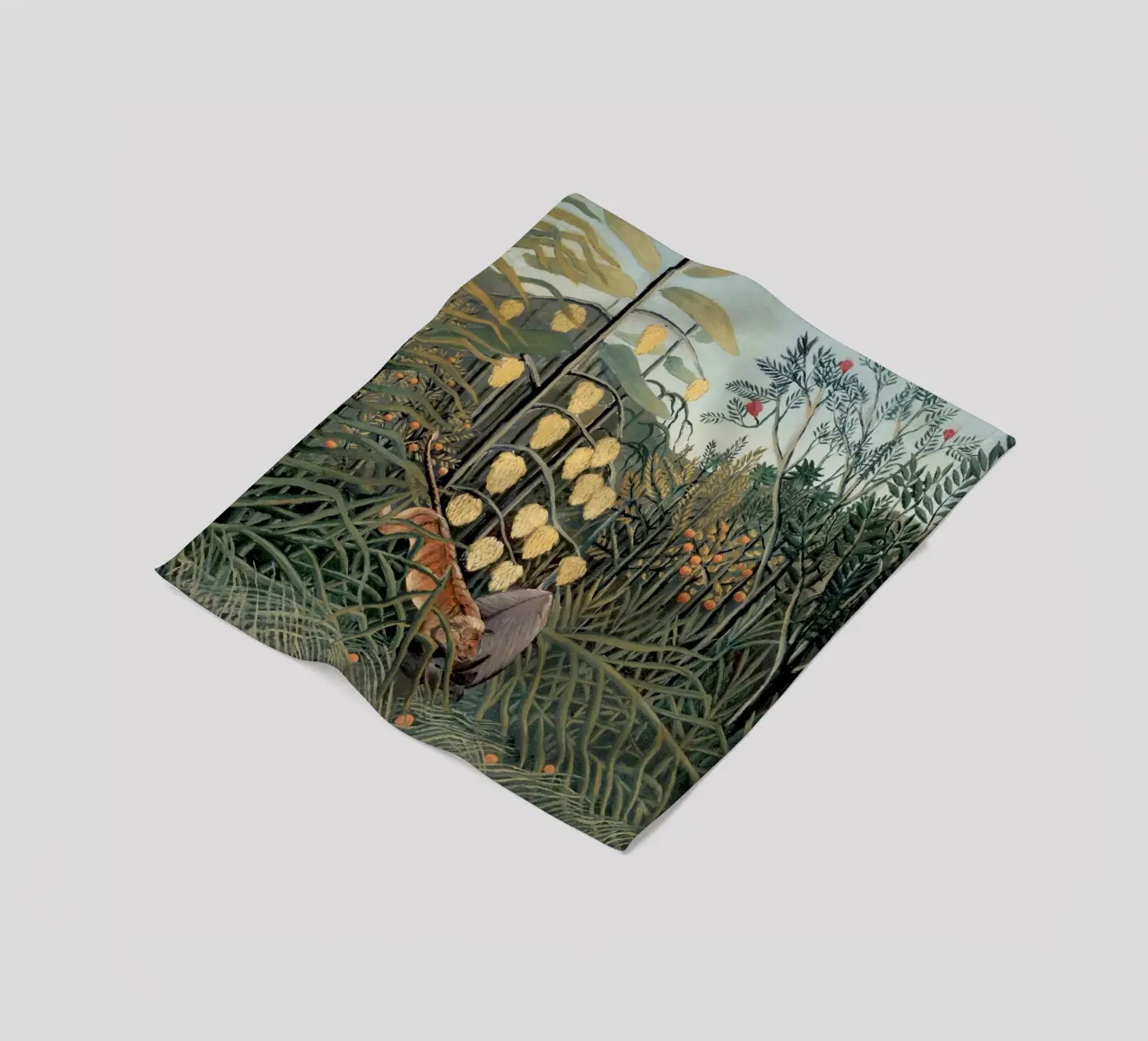 Henri Rousseau "Tiger & Buffalo" - Naïve Art Jungle Print fleece blanket by NorwesClub