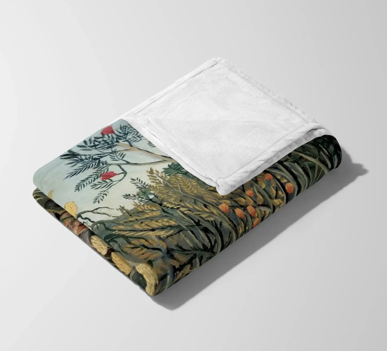 Henri Rousseau "Tiger & Buffalo" - Naïve Art Jungle Print fleece blanket by NorwesClub