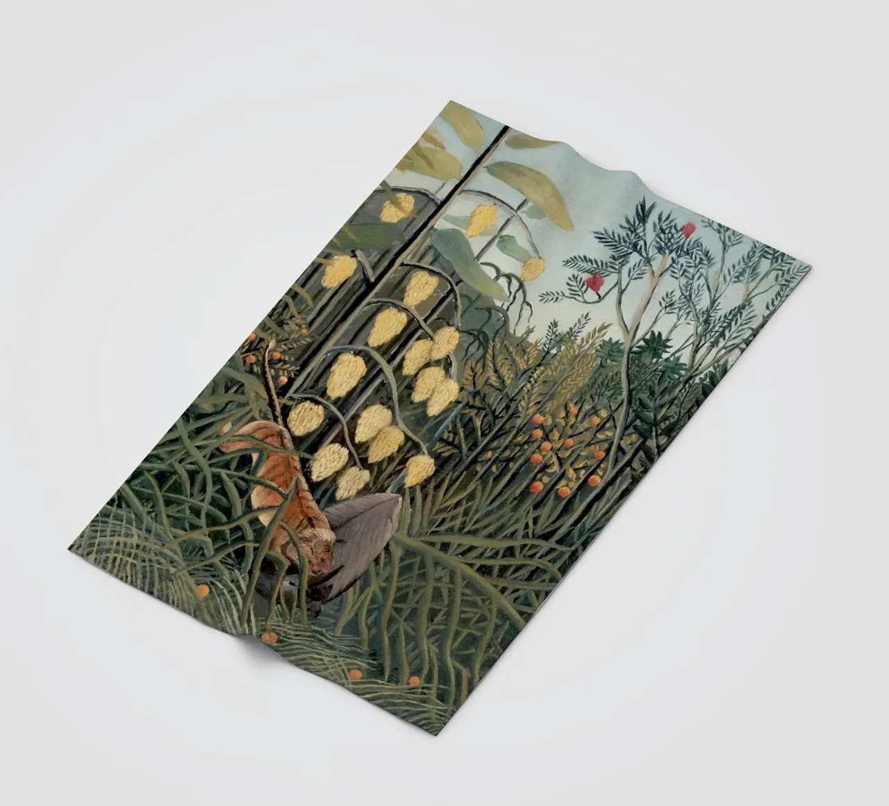 Henri Rousseau "Tiger & Buffalo" - Naïve Art Jungle Print fleece blanket by NorwesClub