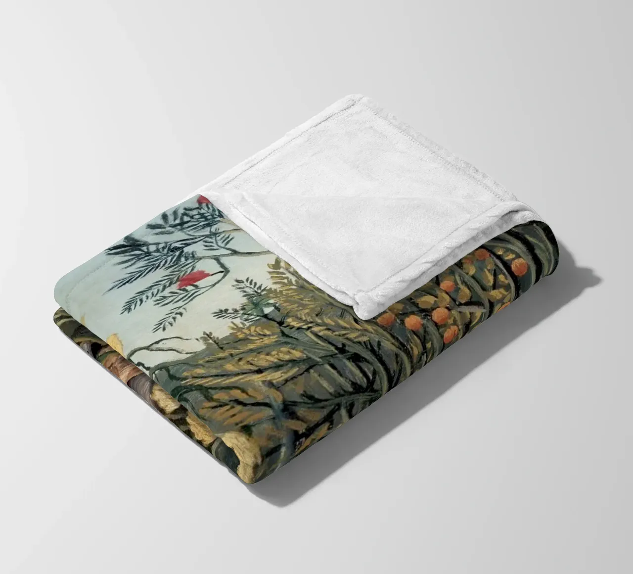 Henri Rousseau "Tiger & Buffalo" - Naïve Art Jungle Print fleece blanket by NorwesClub