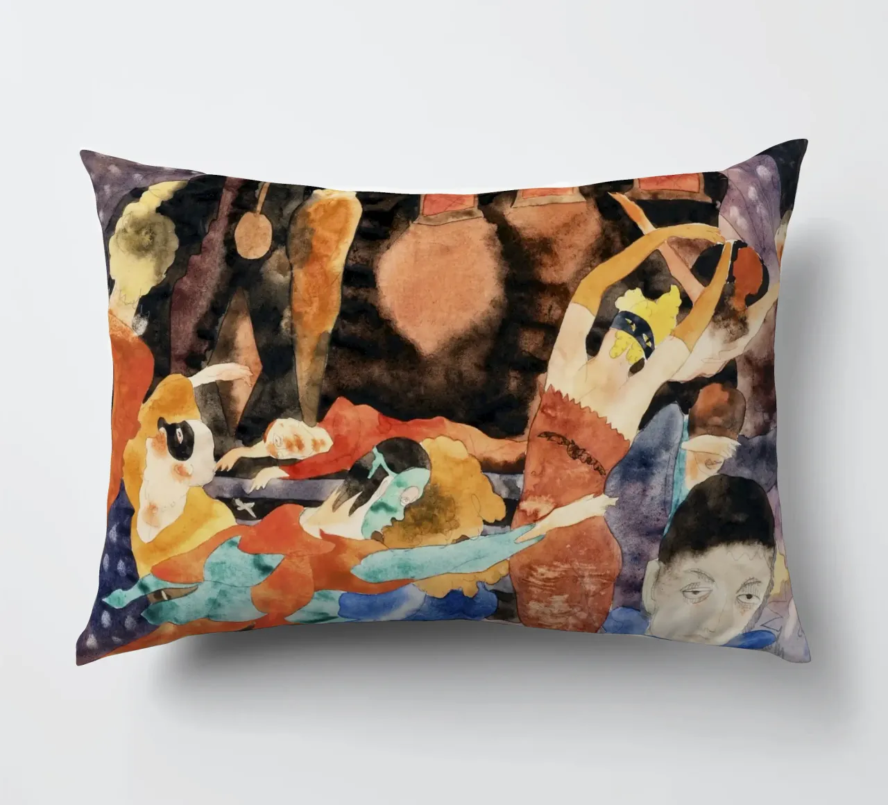 Gladys Nilsson: Whimsical Figure Study - Chicago Imagist Pop decorative cushion by NorwesClub