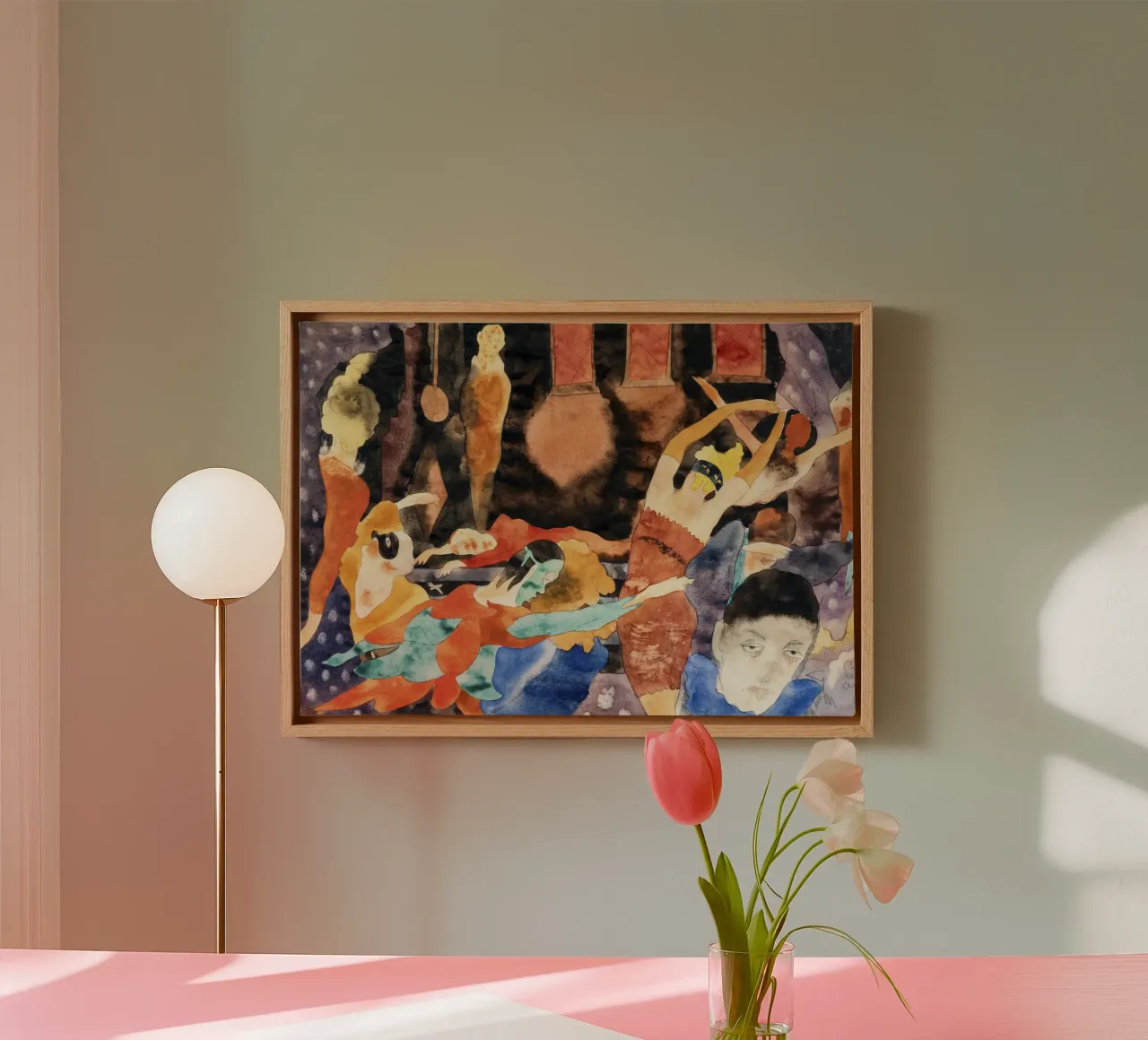 Gladys Nilsson: Whimsical Figure Study - Chicago Imagist Pop canvas with Floater frame by NorwesClub