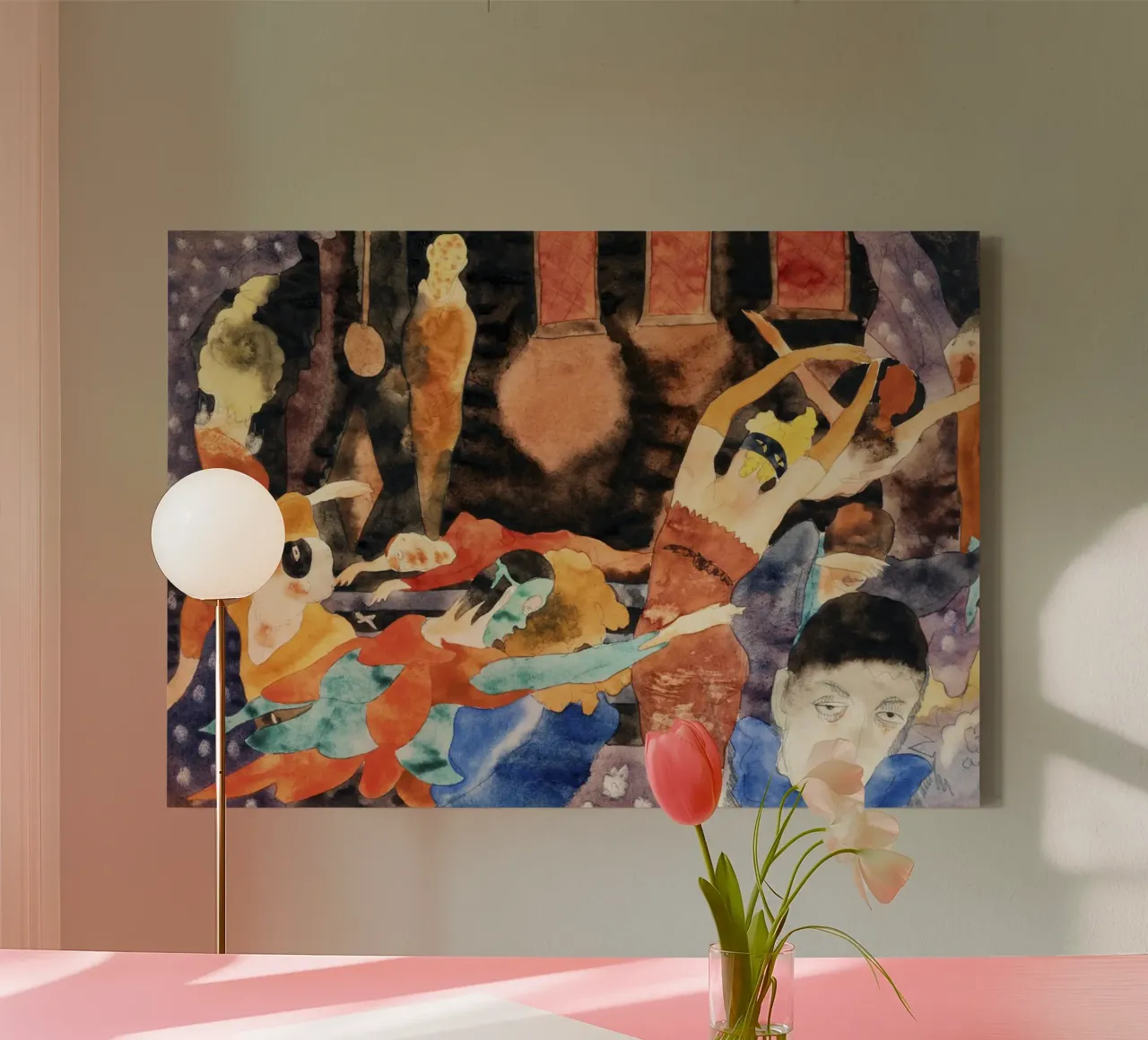 Gladys Nilsson: Whimsical Figure Study - Chicago Imagist Pop canvas with Floater frame by NorwesClub