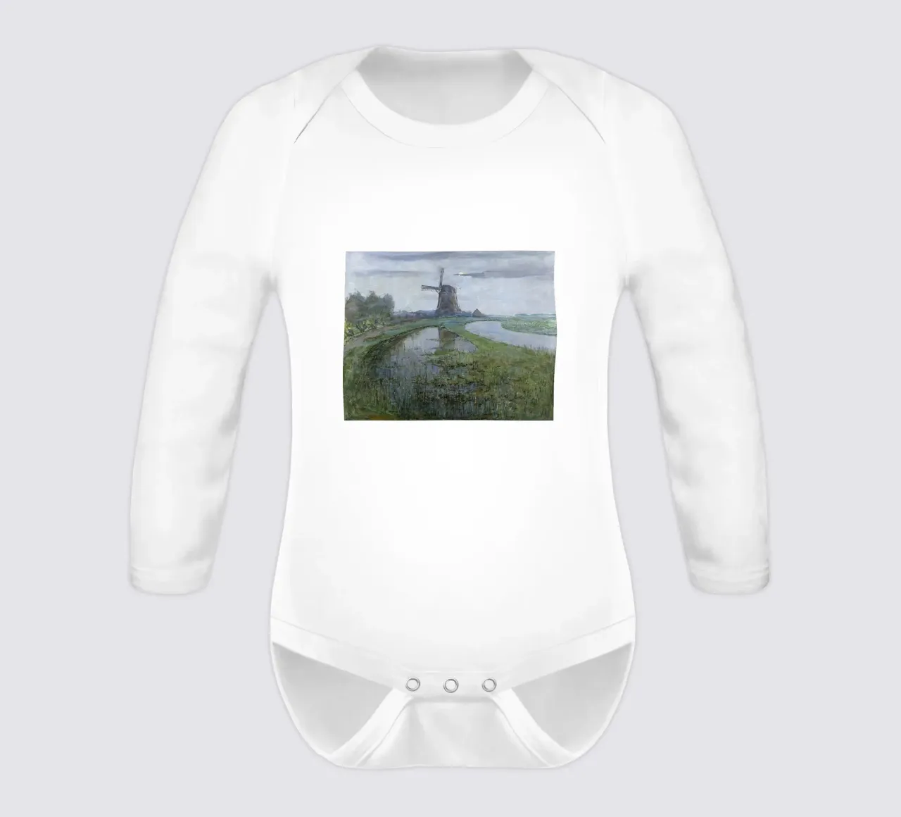 Piet Mondrian: East Mutual Mill - Early Modernist Dutch Lands long-sleeve baby romper by NorwesClub