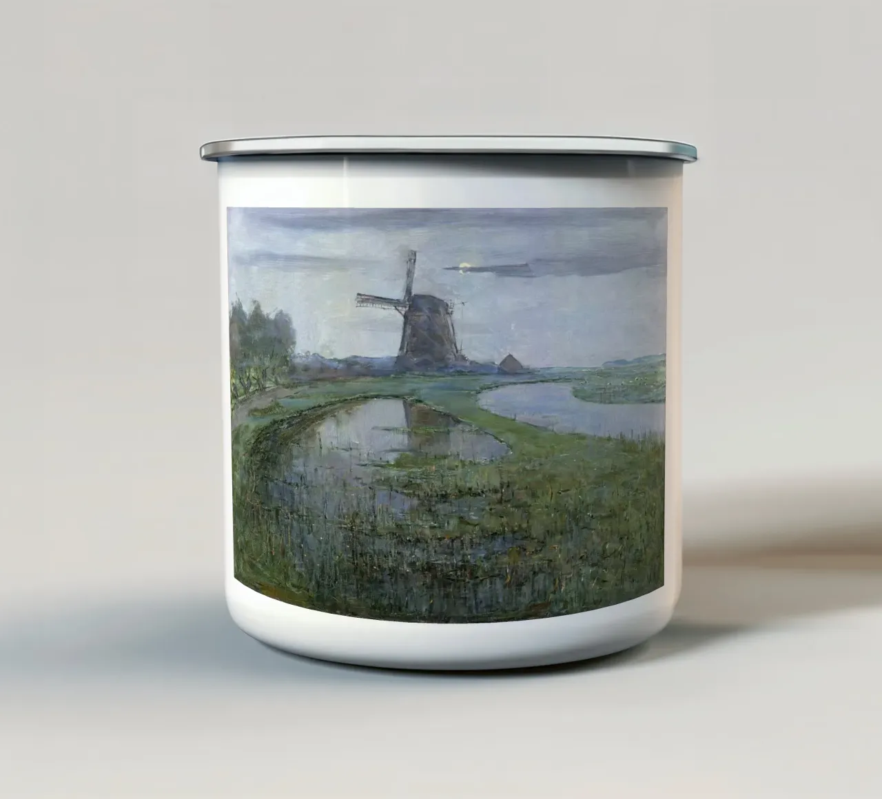Piet Mondrian: Oostzijdse Mill - Early Modernist Dutch Lands emaille mok van NorwesClub