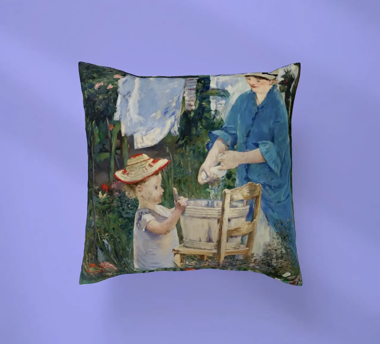 Édouard Manet: "Laundry" - Impressionist Daily Life Scene Po decorative cushion by NorwesClub