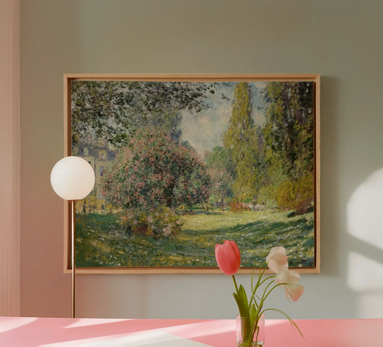 Claude Monet: "The Parc Monceau" - Vibrant Impressionist Gar canvas with Floater frame by NorwesClub
