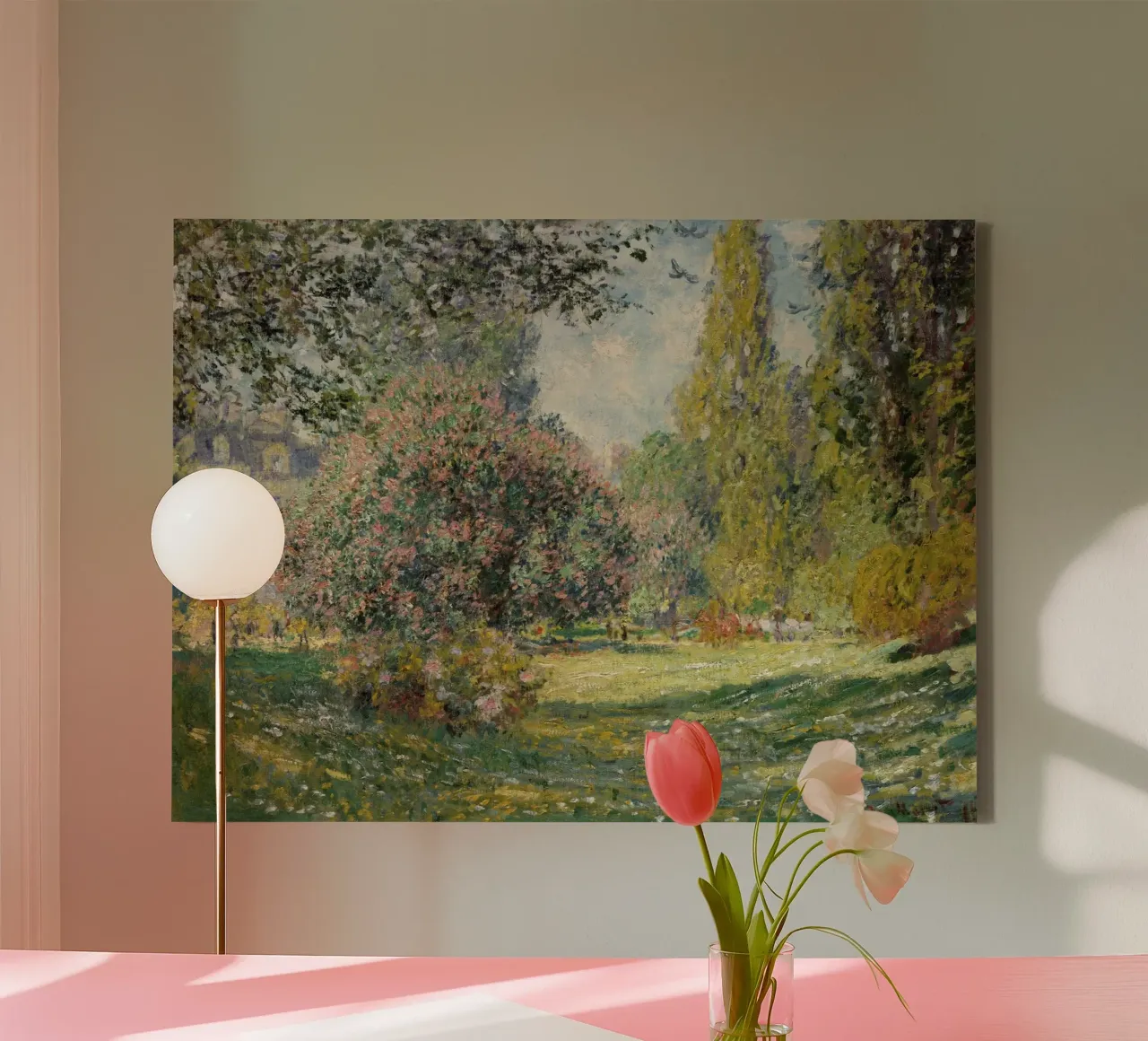 Claude Monet: "The Parc Monceau" - Vibrant Impressionist Gar canvas with Floater frame by NorwesClub