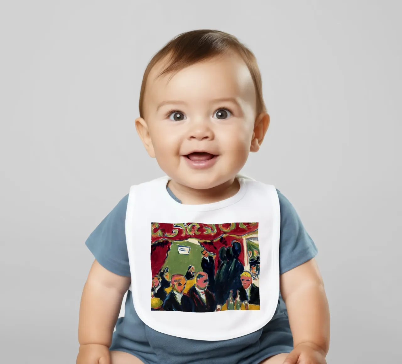 Kirchner - Expressionist Tavern Scene | Modern Art Nightlife baby bib by NorwesClub