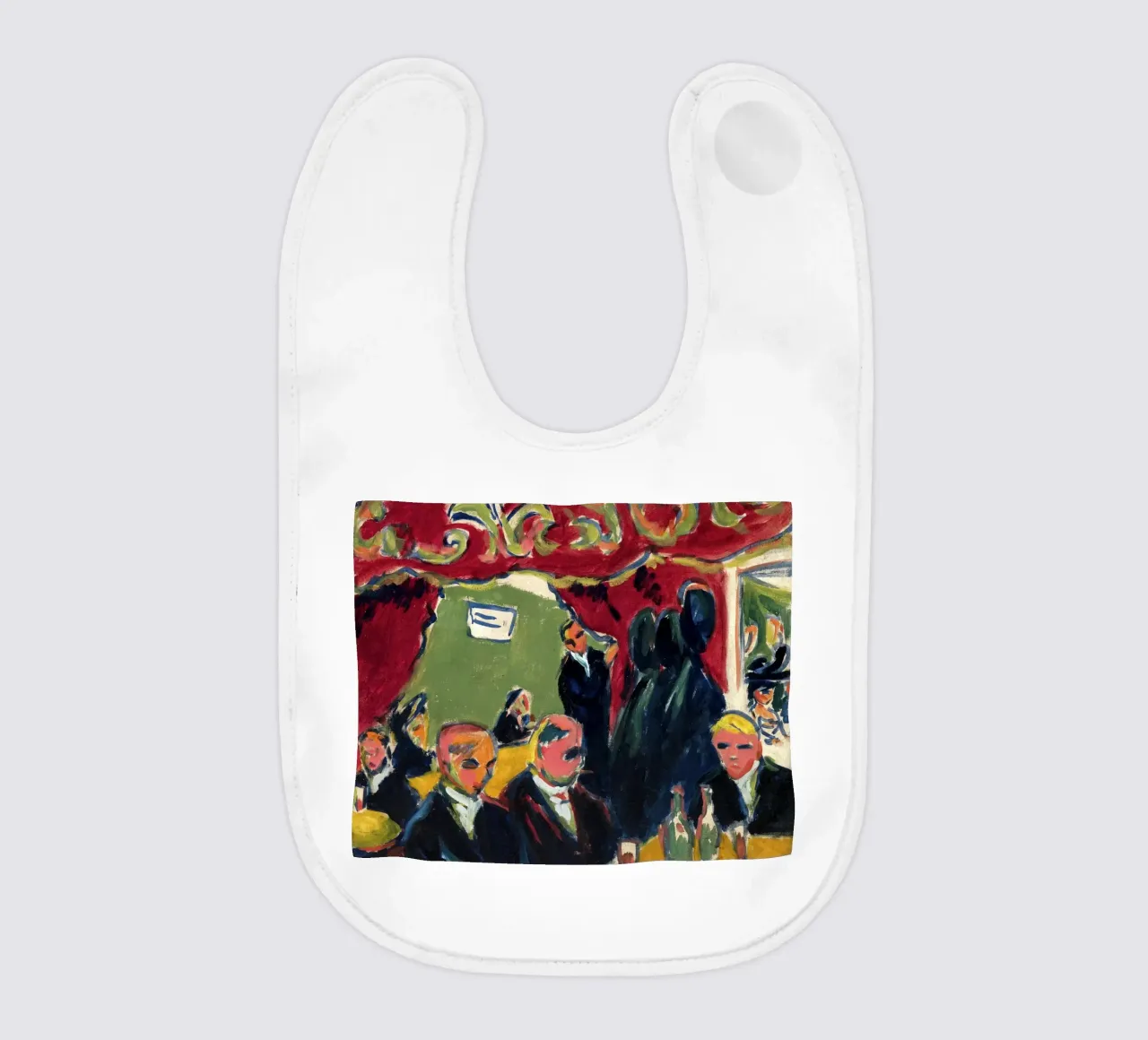 Kirchner - Expressionist Tavern Scene | Modern Art Nightlife baby bib by NorwesClub