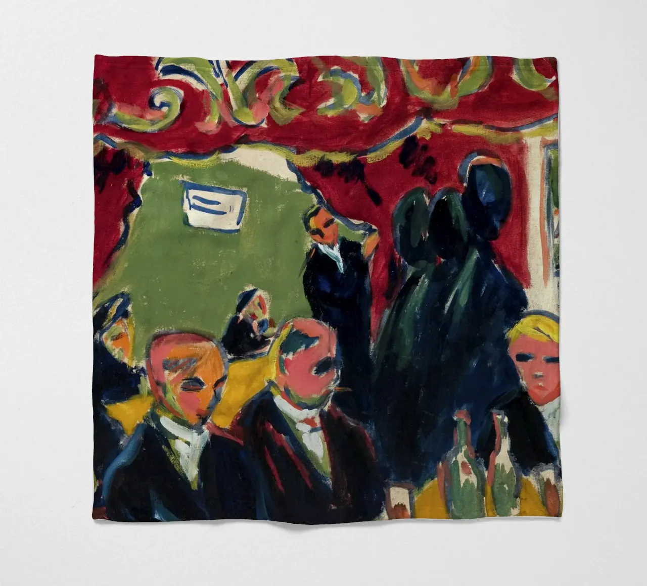 Kirchner - Scena di taverna espressionista | Vita notturna d'arte moderna coperta in pile da NorwesClub