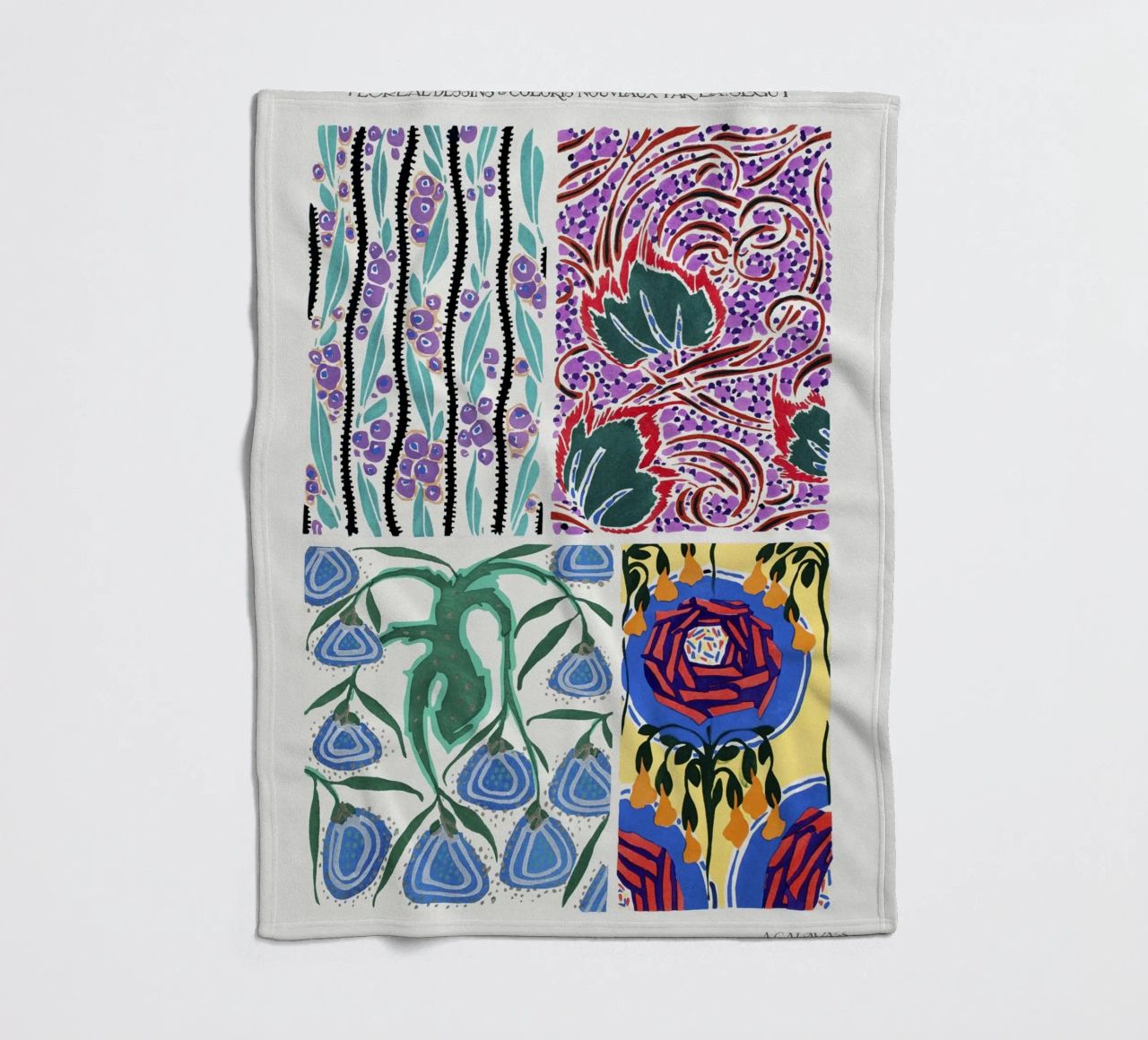 Séguy - Motivi floreali Art Nouveau | Botanici decorativi coperta in pile da NorwesClub
