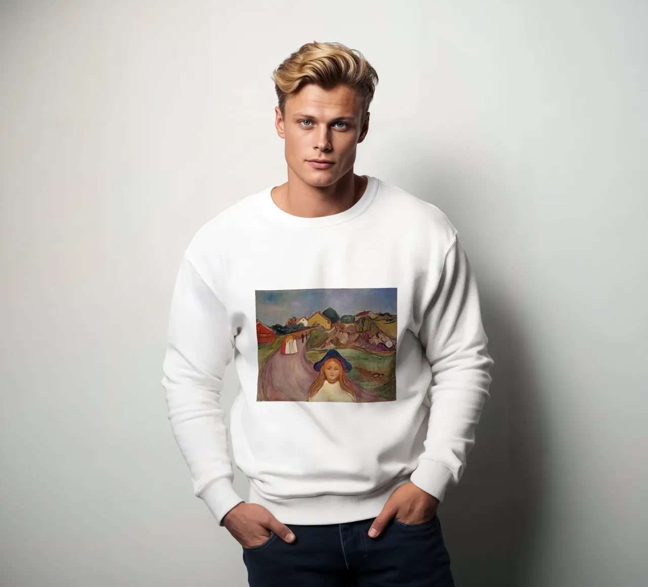 Edvard Munch - Strada espressionista verso Aasgaardstrand | Emotio felpa da NorwesClub