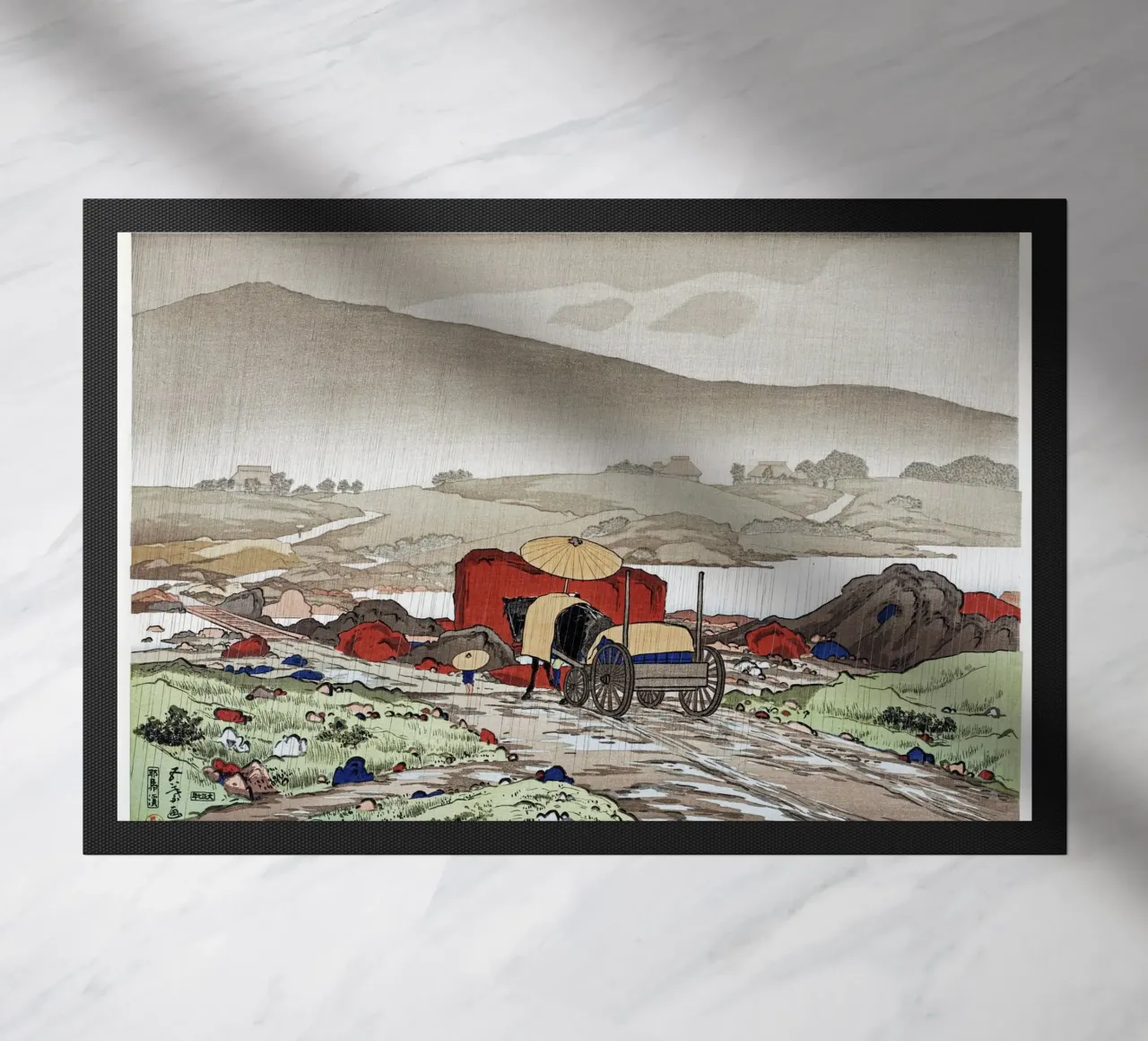 Goyo Hashiguchi - Pioggia di Shin-hanga a Yabakei | Terra giapponese zerbino da NorwesClub