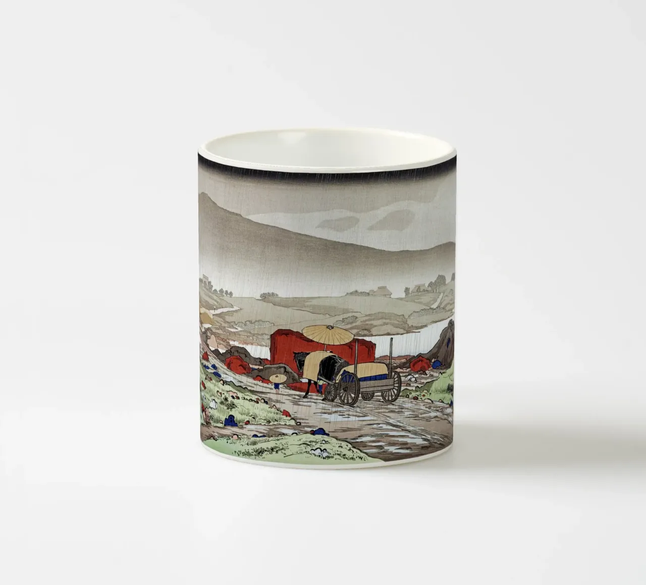 Goyo Hashiguchi - Pioggia di Shin-hanga a Yabakei | Terra giapponese tazza in ceramica da NorwesClub