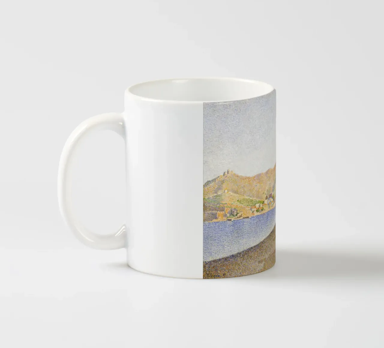 Paul Signac: Pointillistisch zeegezicht van Collioure, Kustlandschap keramische mok van NorwesClub