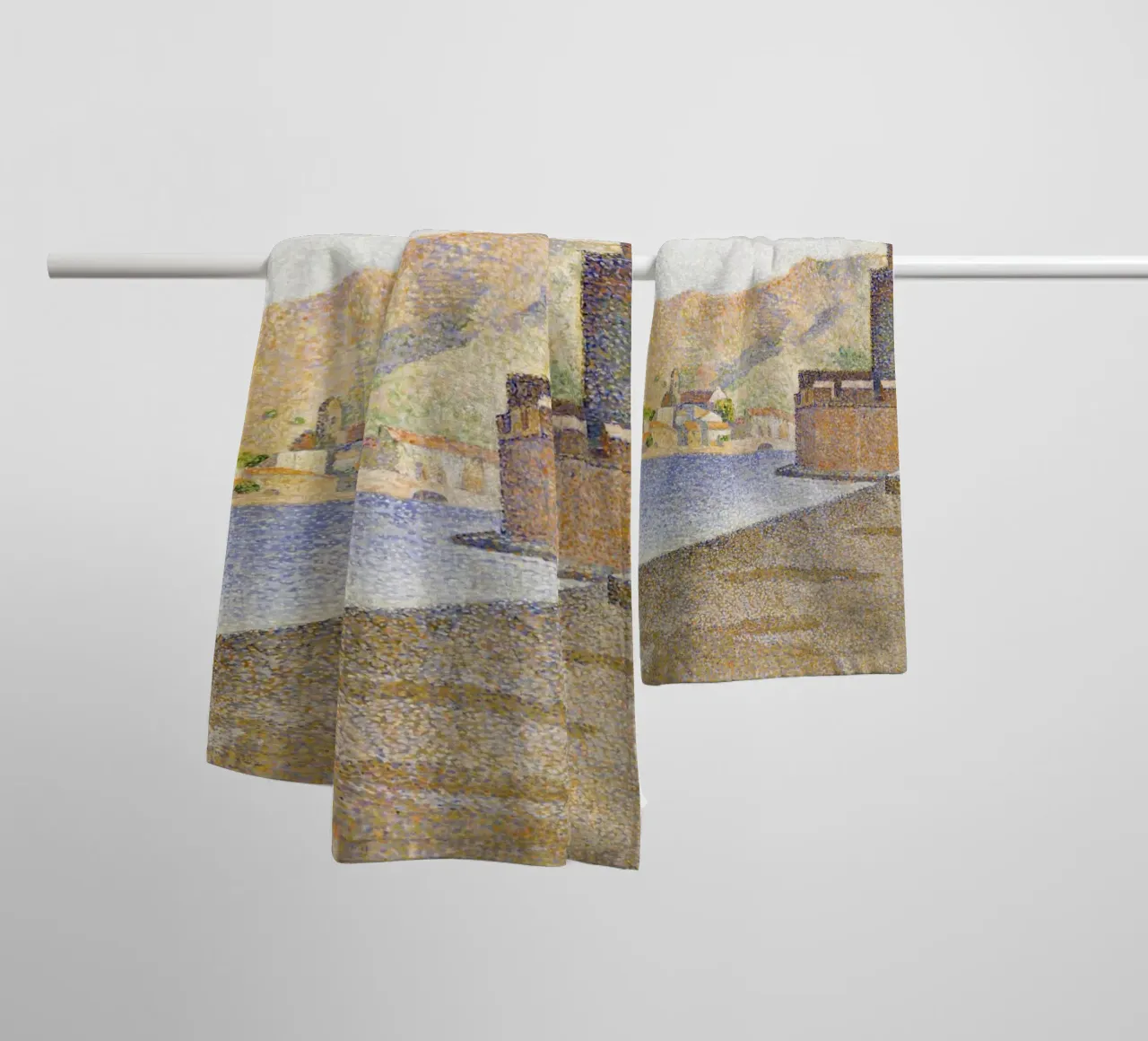 Paul Signac: Pointillist Collioure Seascape, Coastal Charm towel by NorwesClub