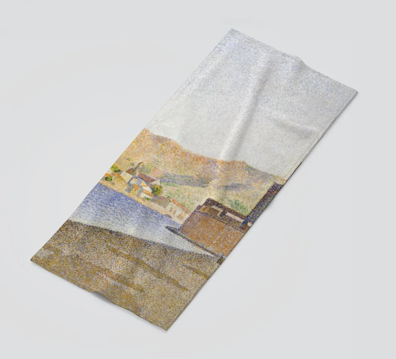 Paul Signac: Pointillist Collioure Seascape, Coastal Charm beach towel by NorwesClub