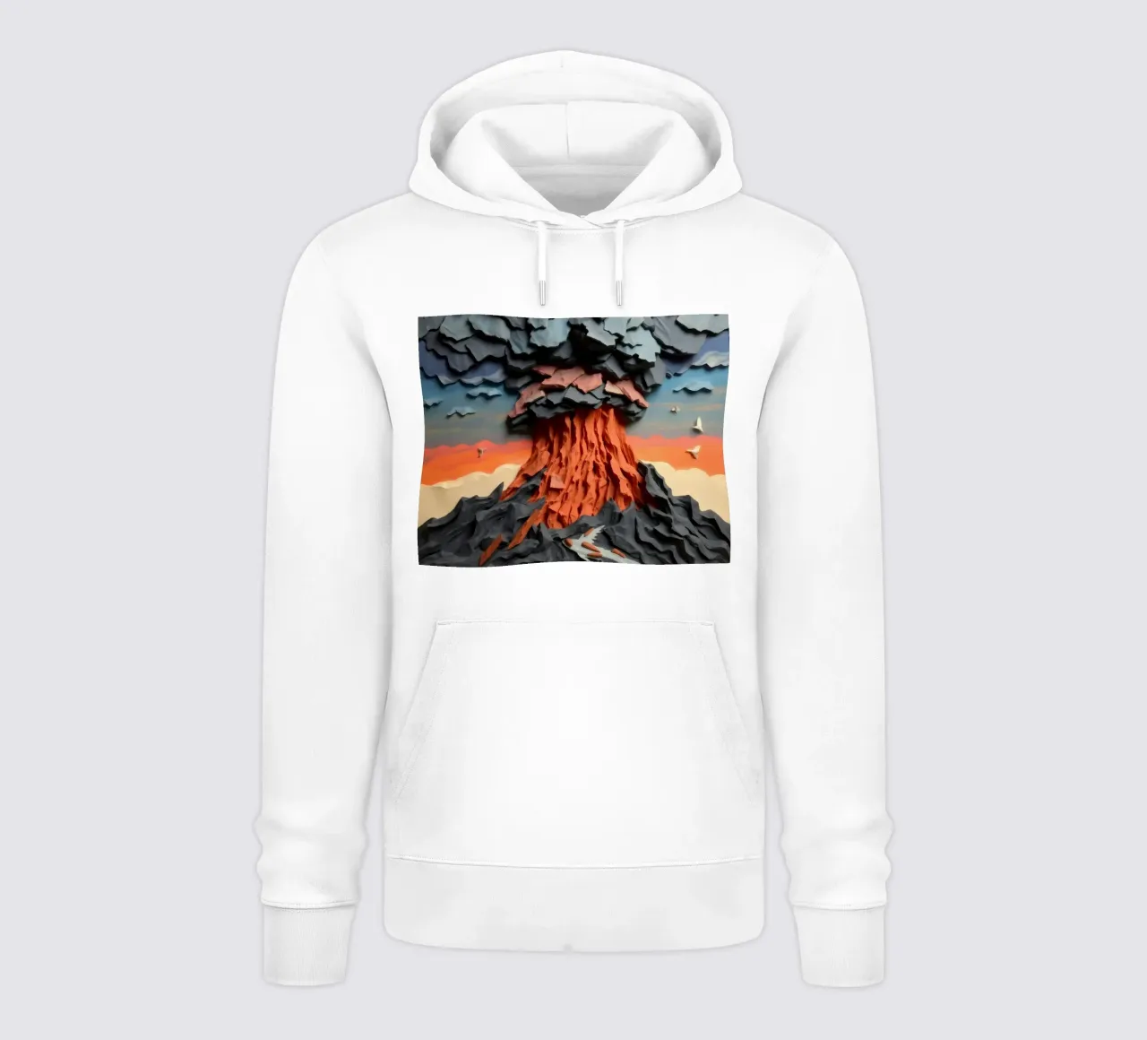 L'opera d'arte sull'eruzione del vulcano mostra strati di lava e nuvole felpa con cappuccio da DesignDoodle