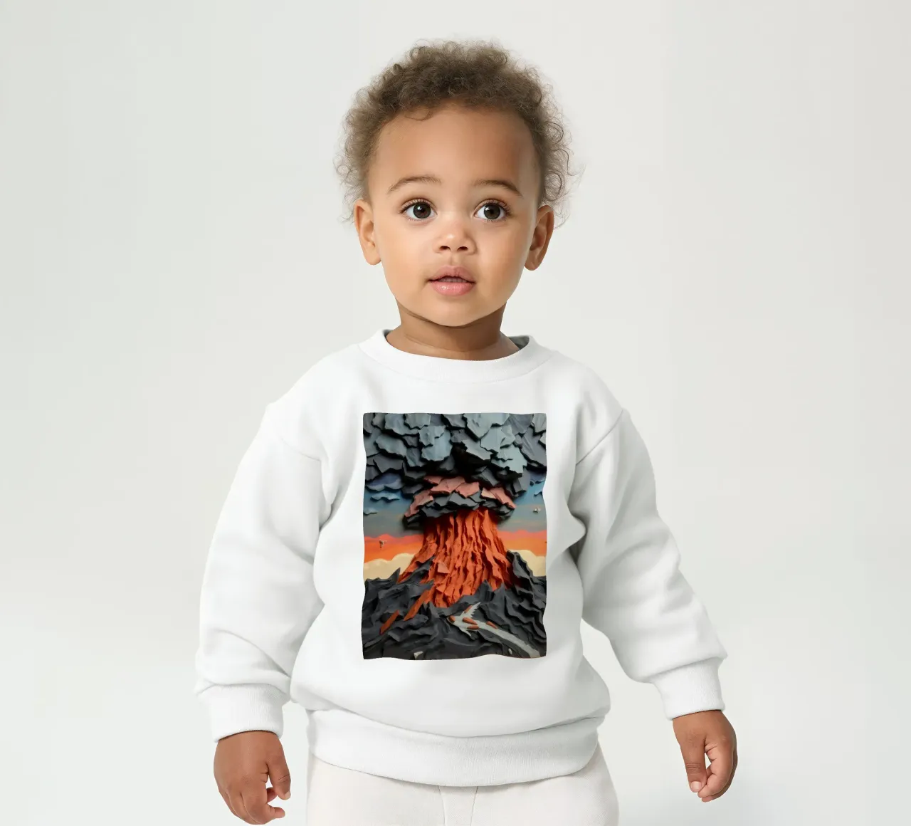 L'opera d'arte sull'eruzione del vulcano mostra strati di lava e nuvole felpa neonato da DesignDoodle