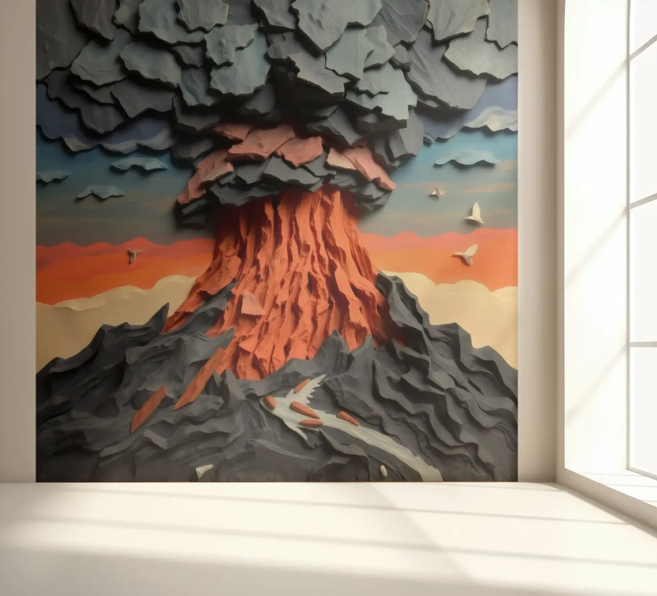 Volcano eruption artwork showcases layers of lava and clouds photo wallpaper by DesignDoodle