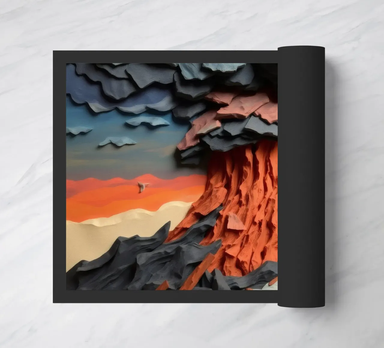 L'opera d'arte sull'eruzione del vulcano mostra strati di lava e nuvole zerbino da DesignDoodle
