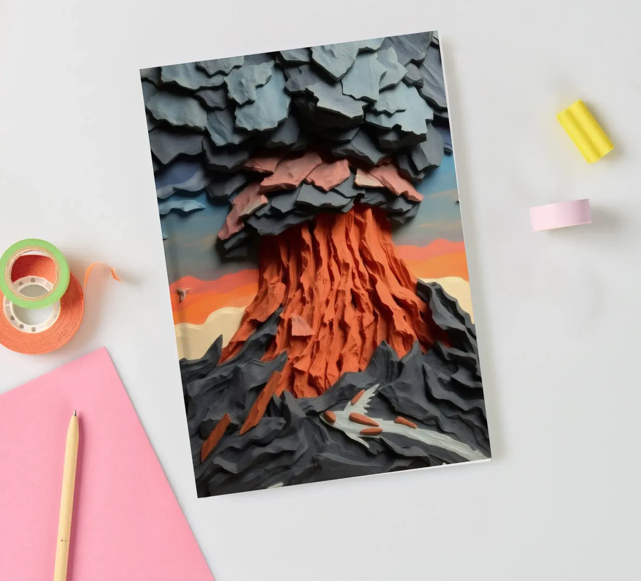 Volcano eruption artwork showcases layers of lava and clouds notebook by DesignDoodle