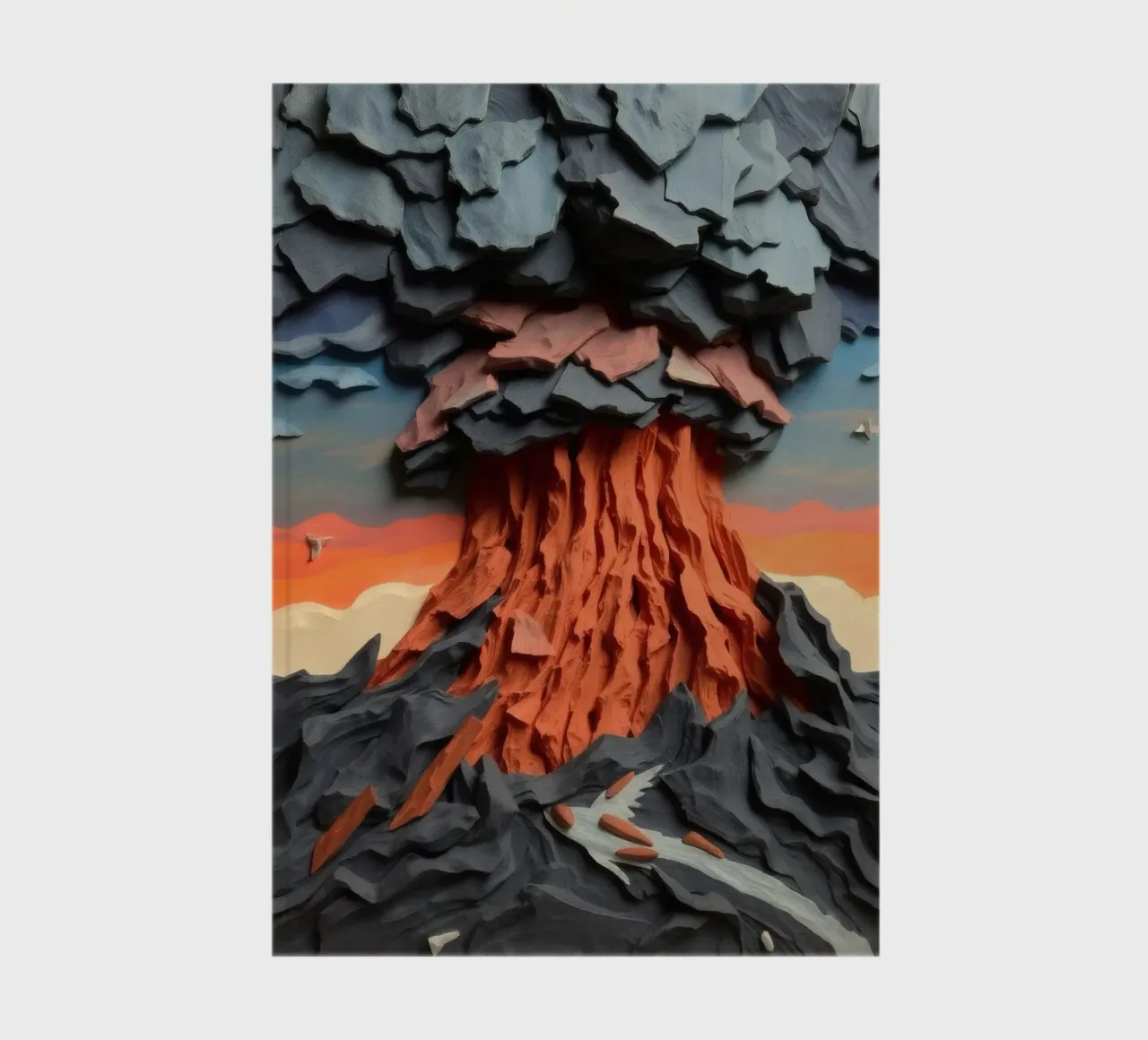 Volcano eruption artwork showcases layers of lava and clouds notebook by DesignDoodle