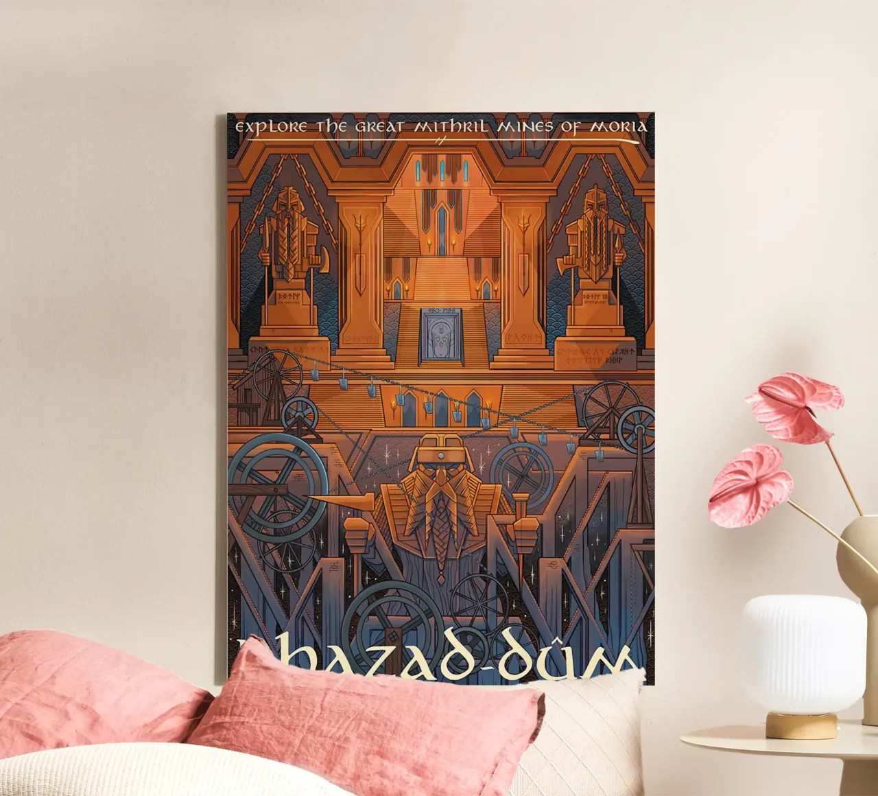 Khazad-Dum, Explore the Great Mithril Mines of Moria canvas with Floater frame by Junkie Movie