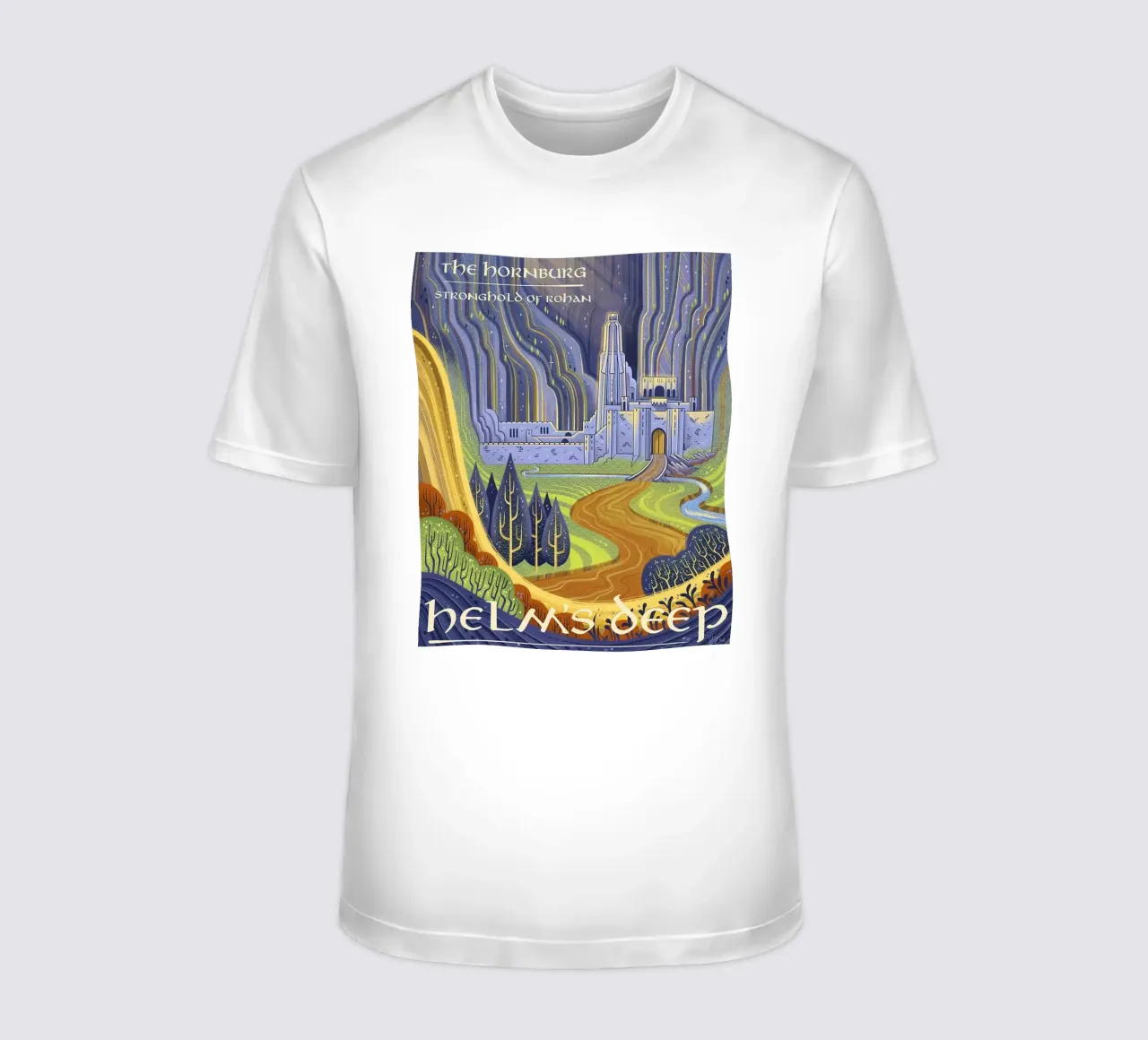 The Hornburg Helm's Deep, Stronghold of Rohan t-shirt by Junkie Movie
