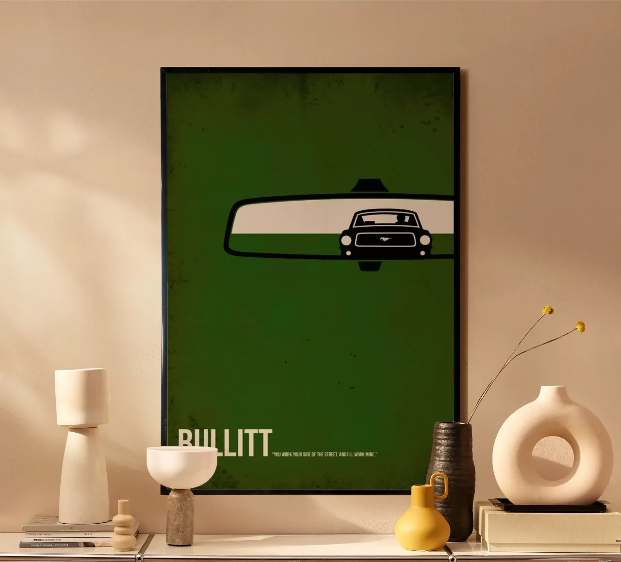 Bullitt poster met houten frame van Naxart