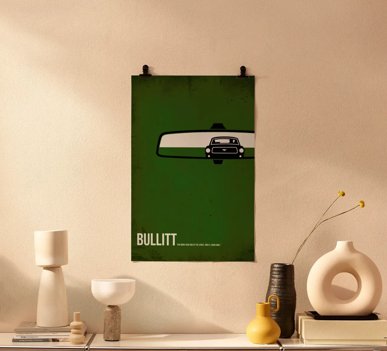 Bullitt poster met houten frame van Naxart
