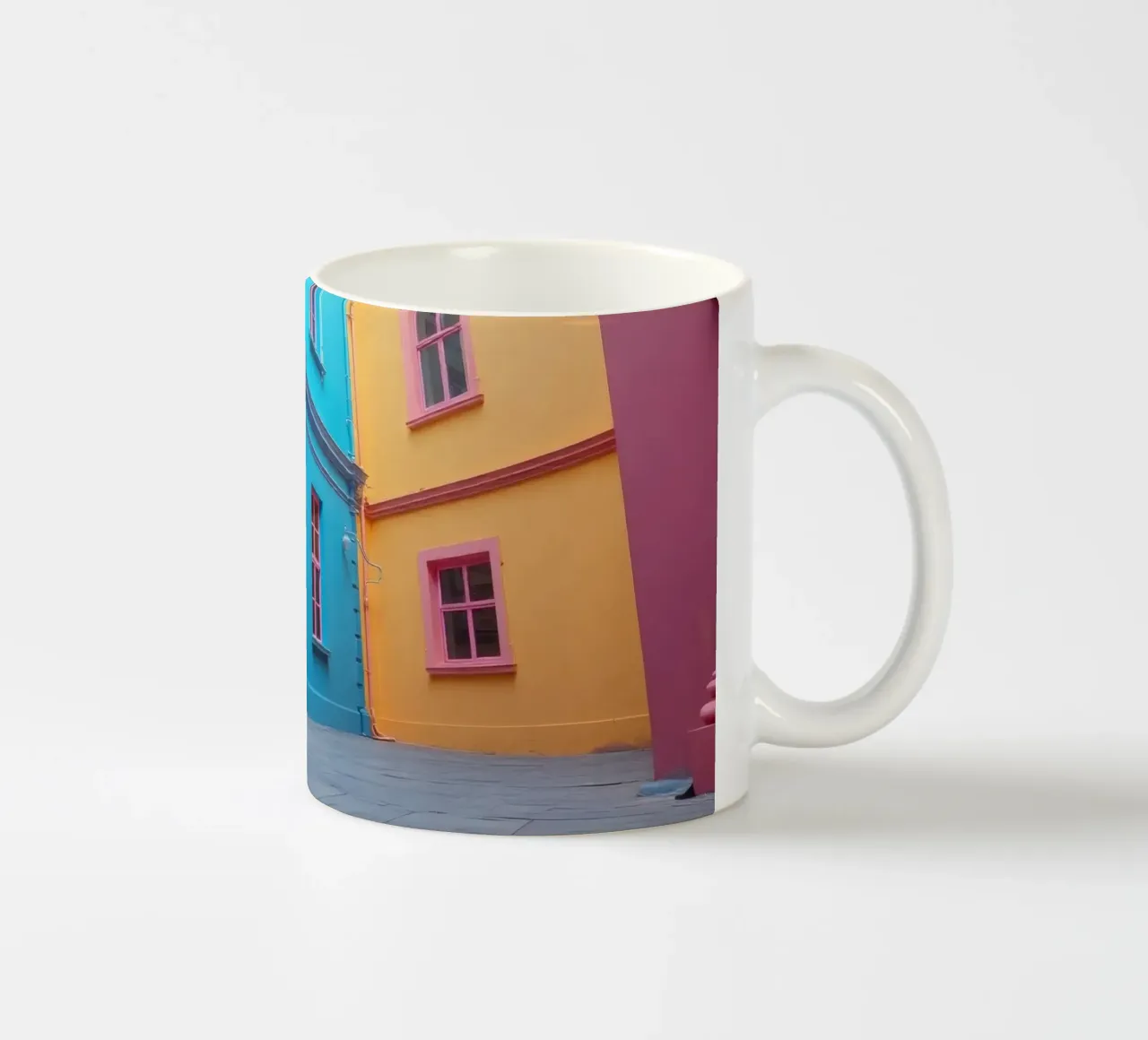 La cour intérieure présente une architecture colorée dans un quartier historique. mug en céramique de DesignDoodle