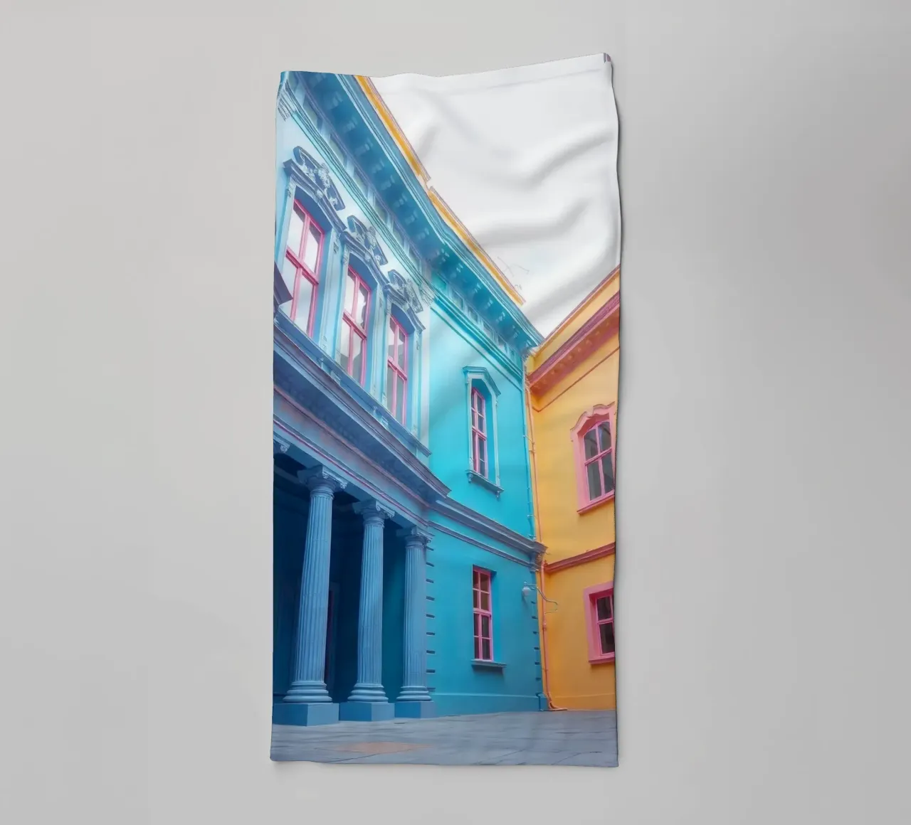 courtyard showcasing colorful architecture in a historical towel by DesignDoodle