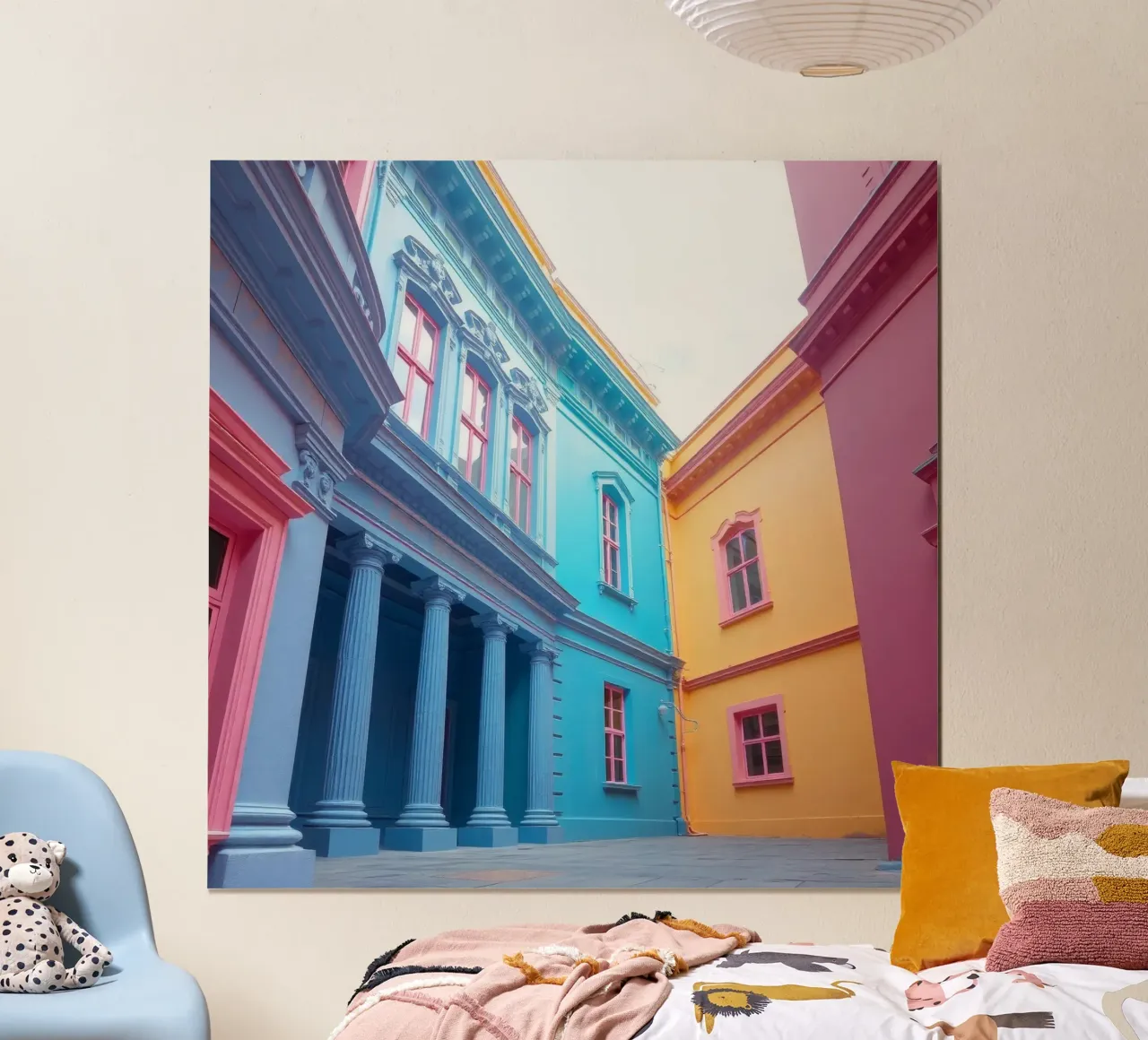 courtyard showcasing colorful architecture in a historical hahnemühle by DesignDoodle