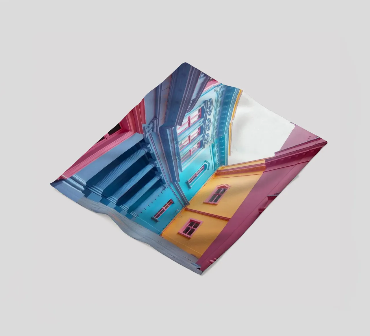 courtyard showcasing colorful architecture in a historical fleece blanket by DesignDoodle